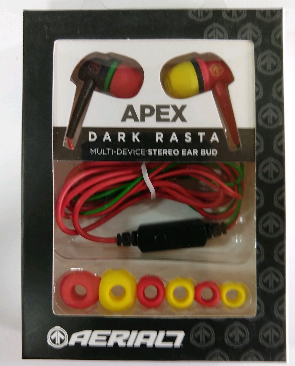 Aerial7 Apex Headphone Earbud Multi-Device Stereo Headphone Dark Rasta