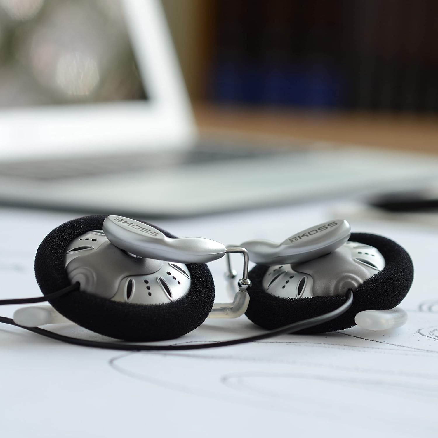 KSC75 Portable On-Ear Clip Headphones, Retro Style, Ultra Lightweight, Silver an