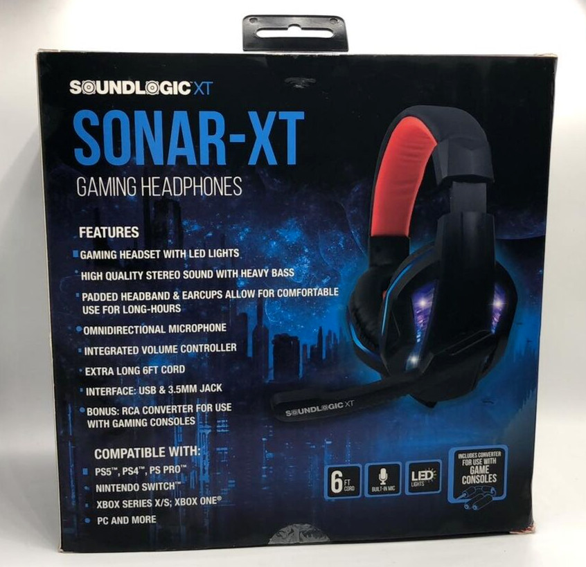 SoundLogic XT Sonar-XT Gaming Headphones ~ Built In Mic ~ Colour Changing LEDs