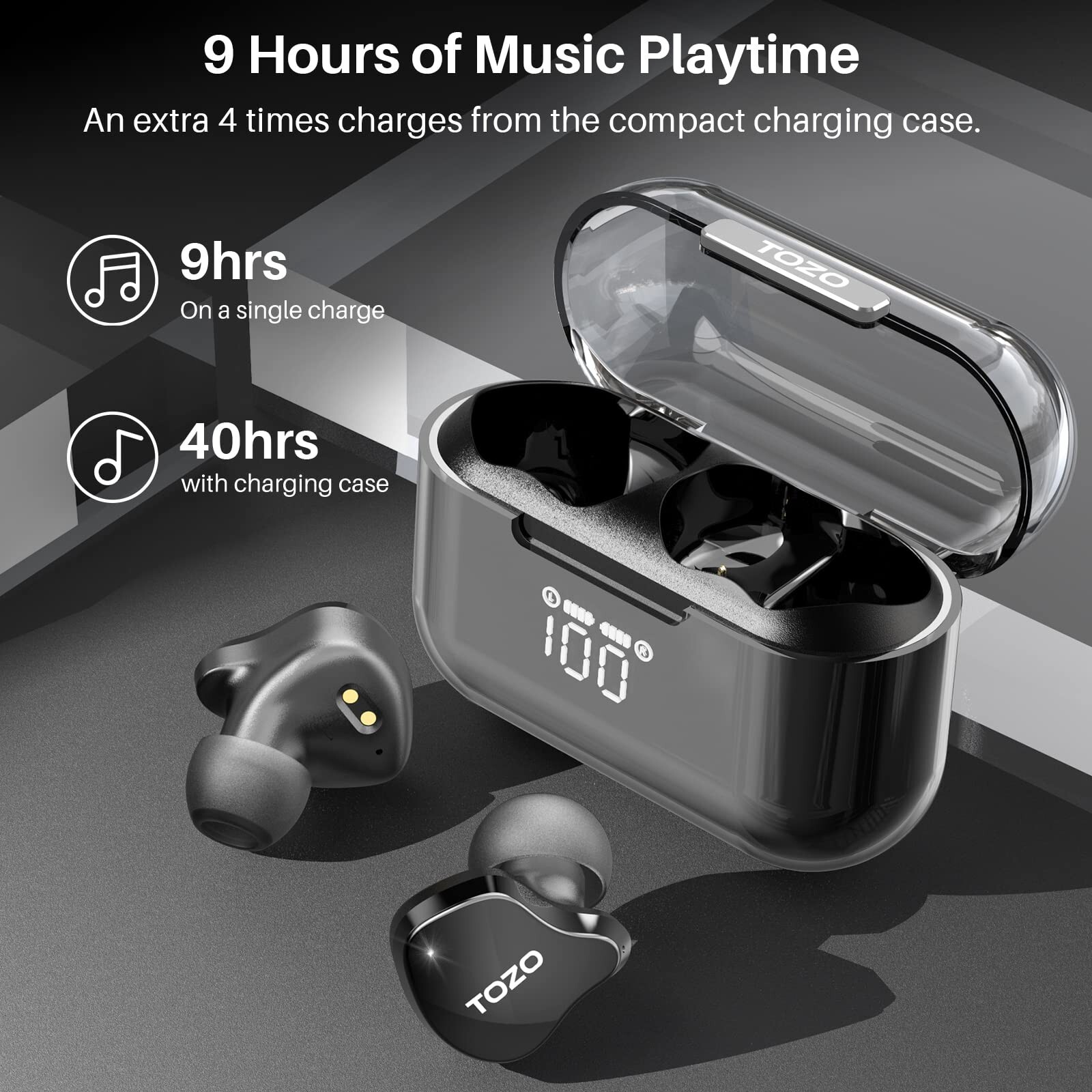 TOZO T18 Bluetooth True Wireless Earbuds Call Noise Reduction IPX8 Waterproof