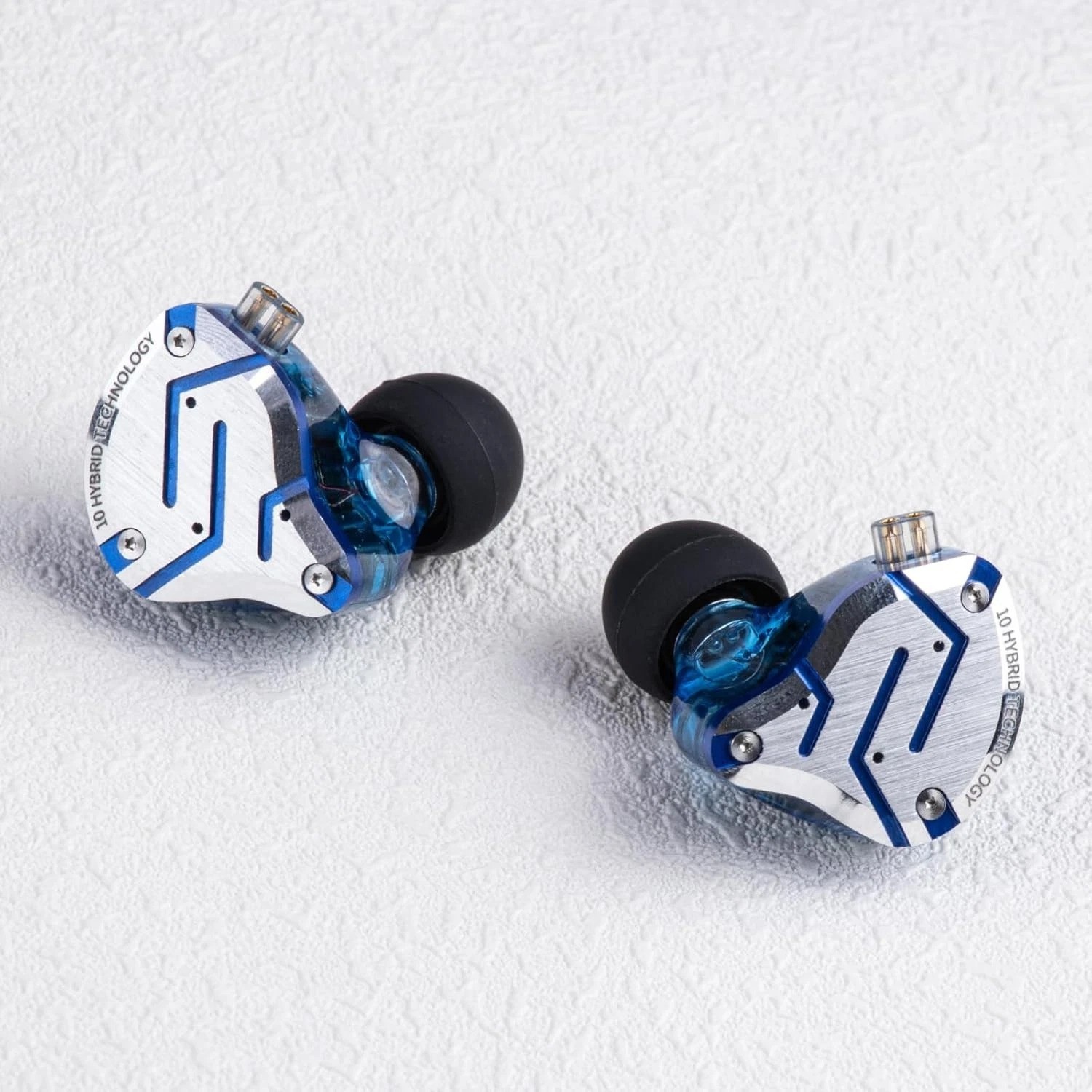 KZ ZS10 Pro HiFi IEMs 4BA+1DD Hybrid Earbuds Stainless Steel Glare Blue