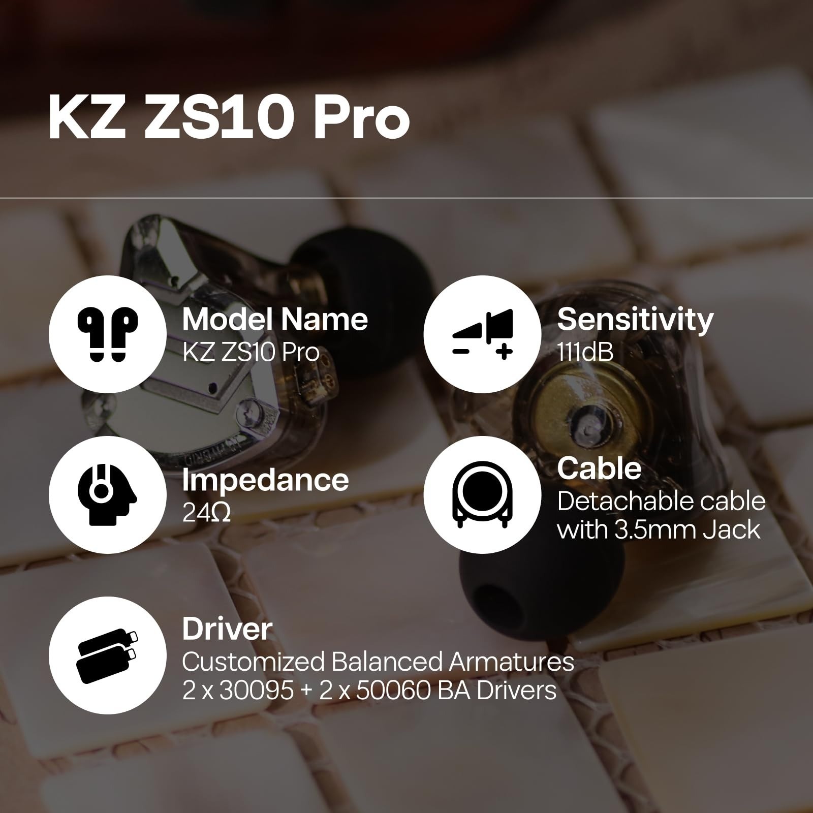 KZ ZS10 Pro HiFi Wired Earbuds 5 Driver Gaming Earphones – Black