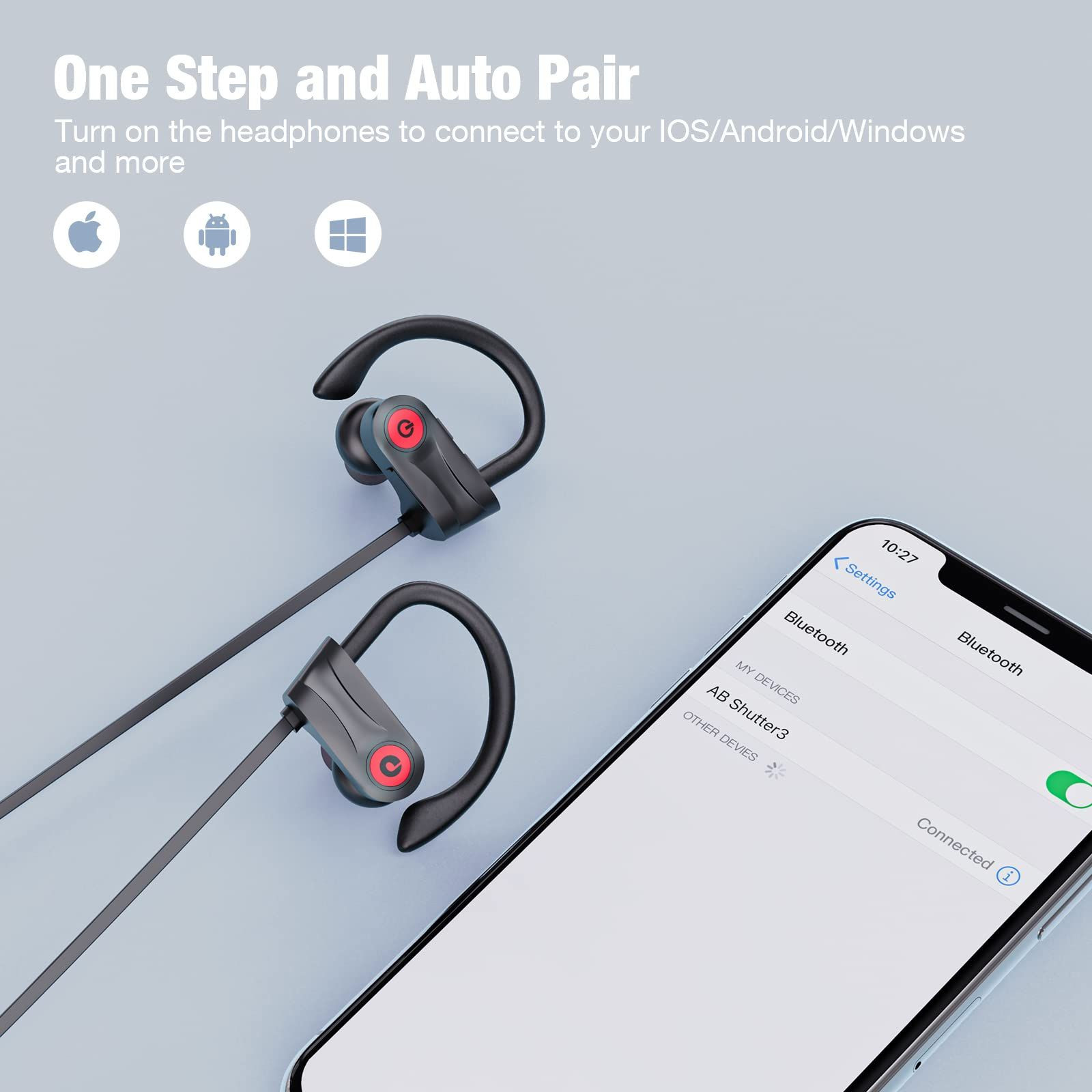 Boean Bluetooth Headphones, Wireless Headphones with 16 Hours m, Black