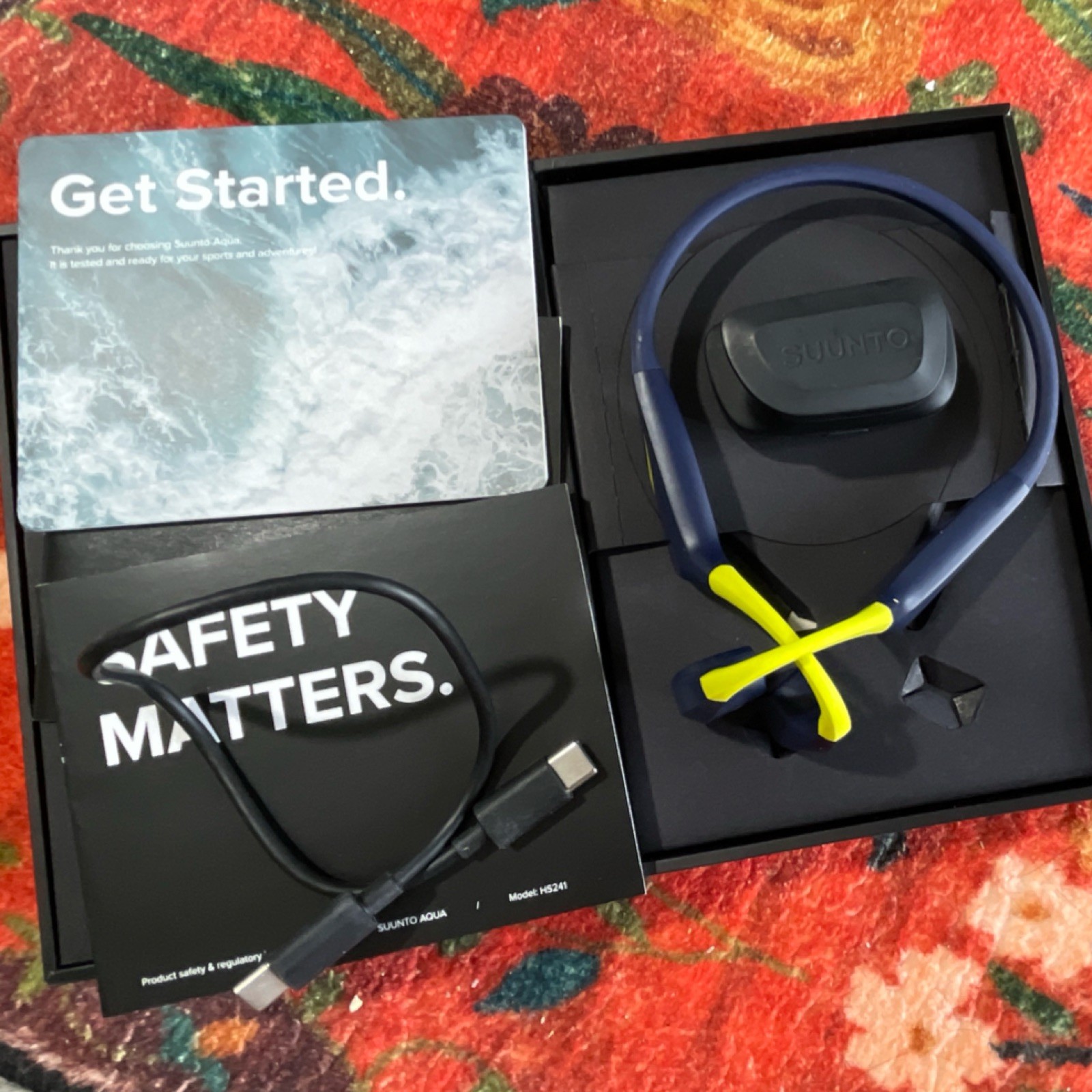 Suunto AQUA Open-Ear Headphones Blue Lime IP68 Waterproof 32GB USB-C Headband