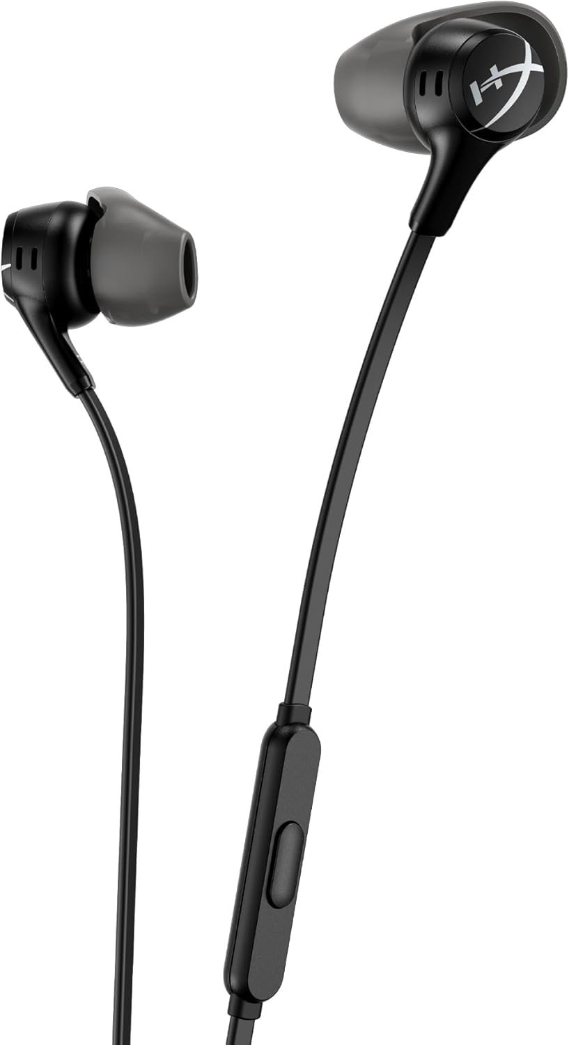 HyperX Cloud II Wired ANC Earbuds w/Carrying Case & Replaceable Ear Tips Black