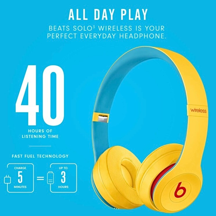 Beats Solo3 Wireless Bluetooth Club Collection Headphones Beats by Dre – Yellow