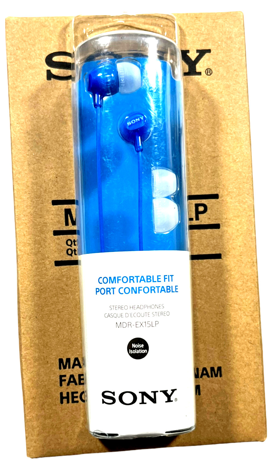 Sony MDR-EX15LP In Ear Stereo Earphones Headphone MP3 Blue Earbuds – CASE of 6