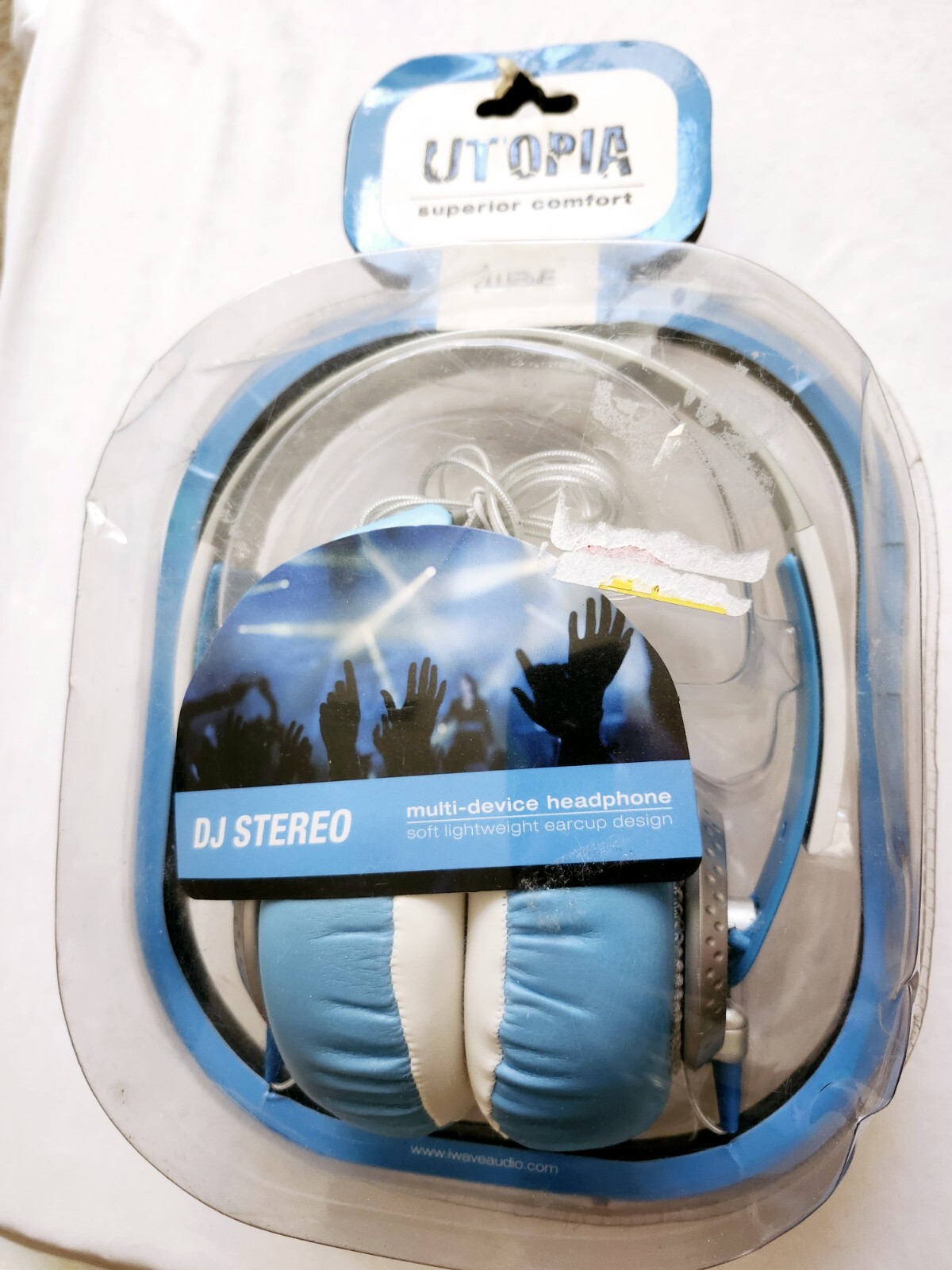 Blue White Iwave Utopia Stereo On-Ear Corded Multidevice Headphones