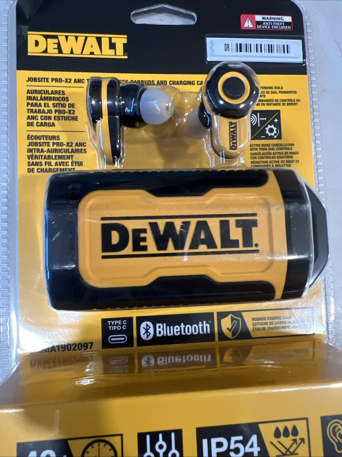 DEWALT Jobsite Pro X2 ANC True Wireless Bluetooth Earbuds IP54, 190 2097 DW2