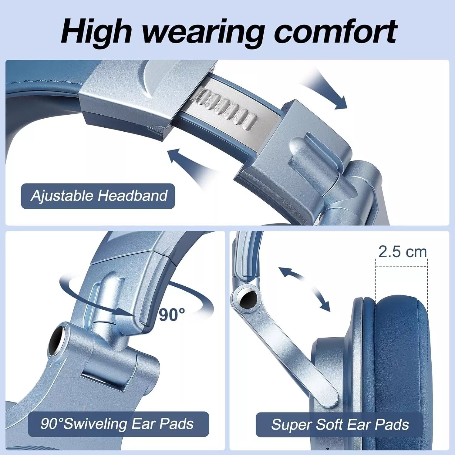 Audifonos Profesionales Auriculares Para DJ Headphone Professional Cielo Azul US