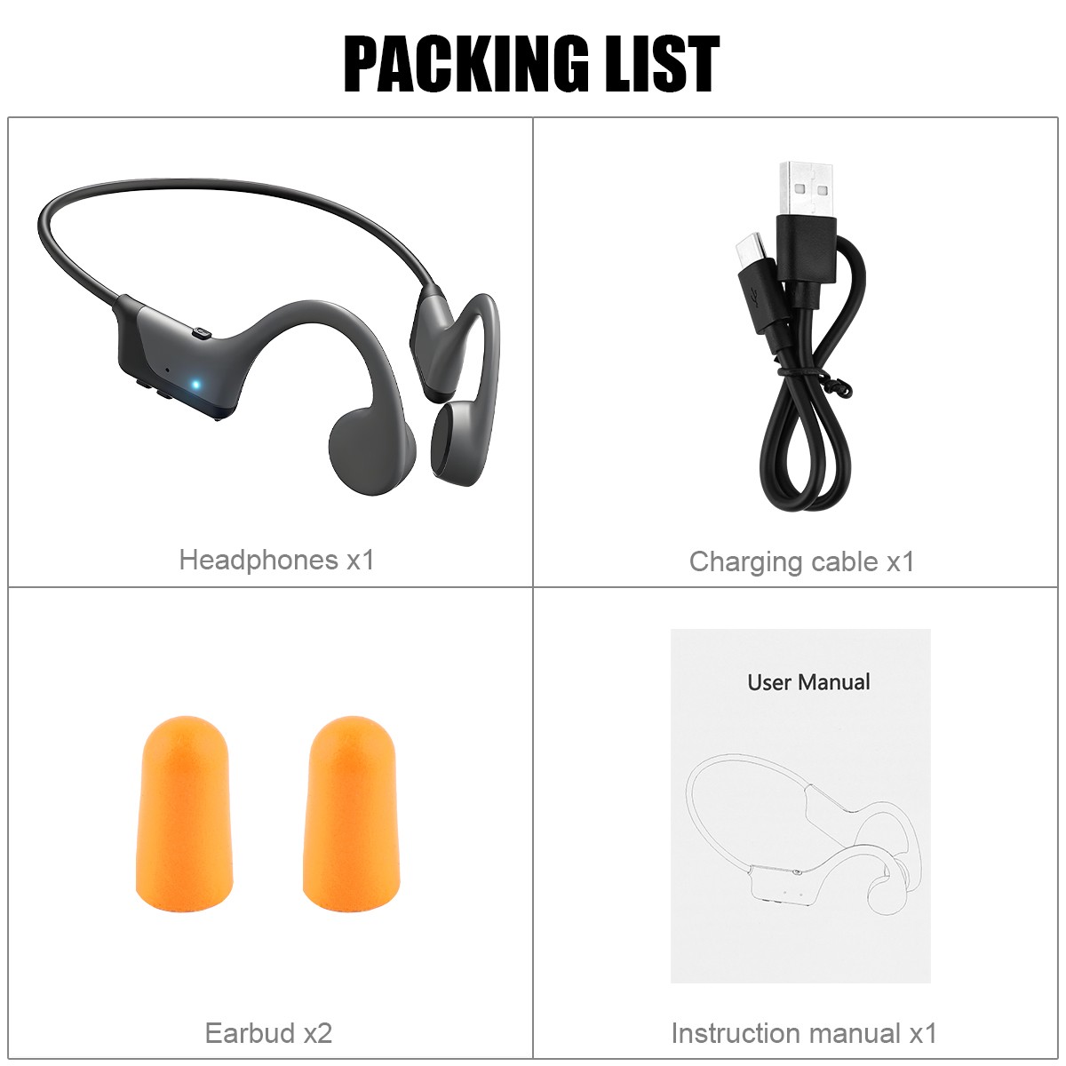 Bone Conduction Headphones Wireless Bluetooth 5.3 Earbuds Outdoor Sport Headset