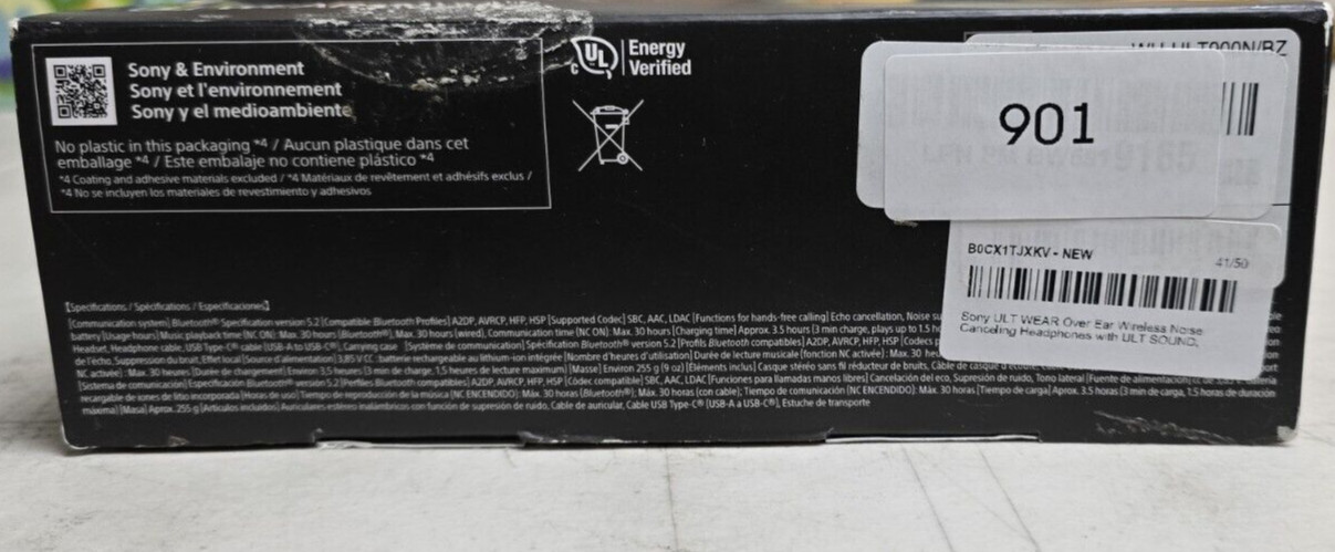 Sony ULT WEAR 900N Wireless Noise Canceling Bluetooth Headphones — Black