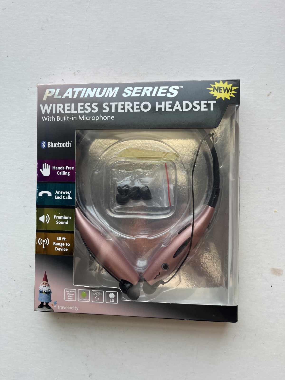 Travelocity Platinum Wireless Stereo Rose Gold Headset,Built-In Microphon
