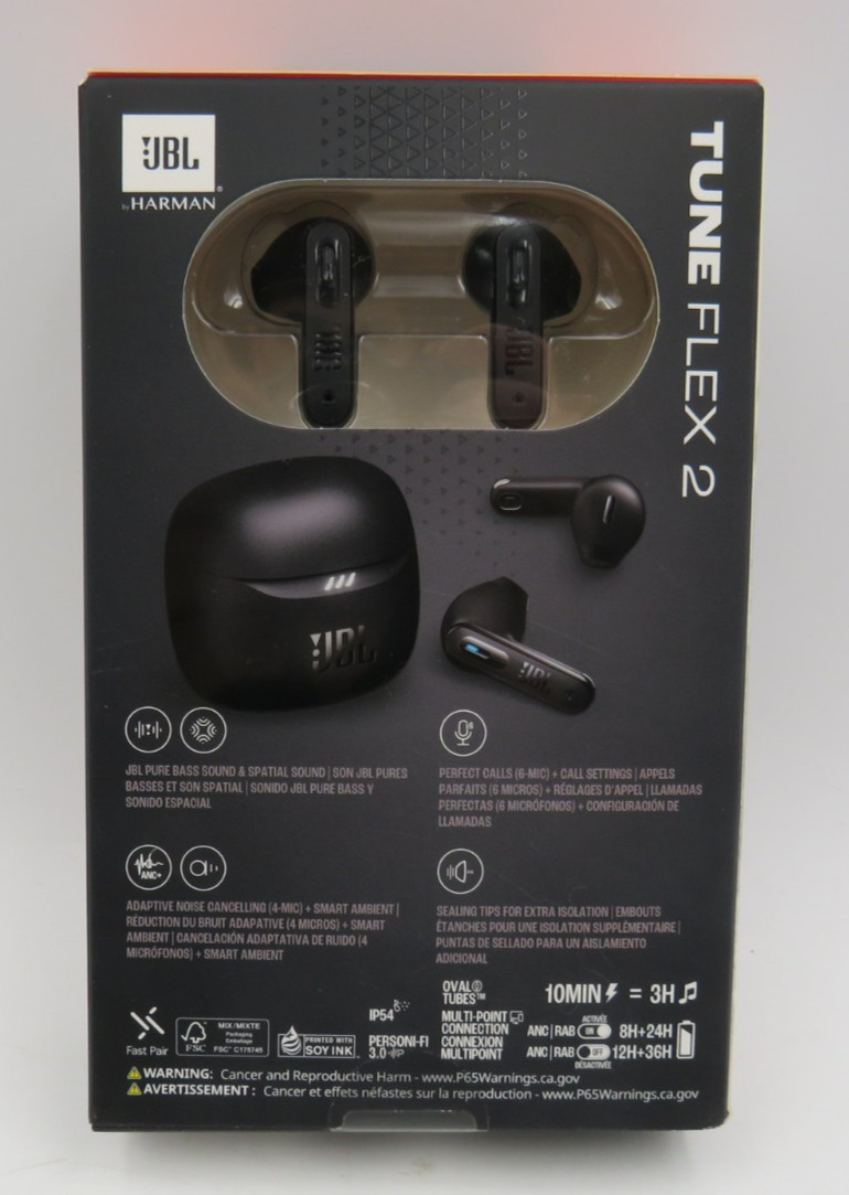 JBL Tune Flex 2 True Wireless Noise Cancelling Earbuds Black NEW SEALED