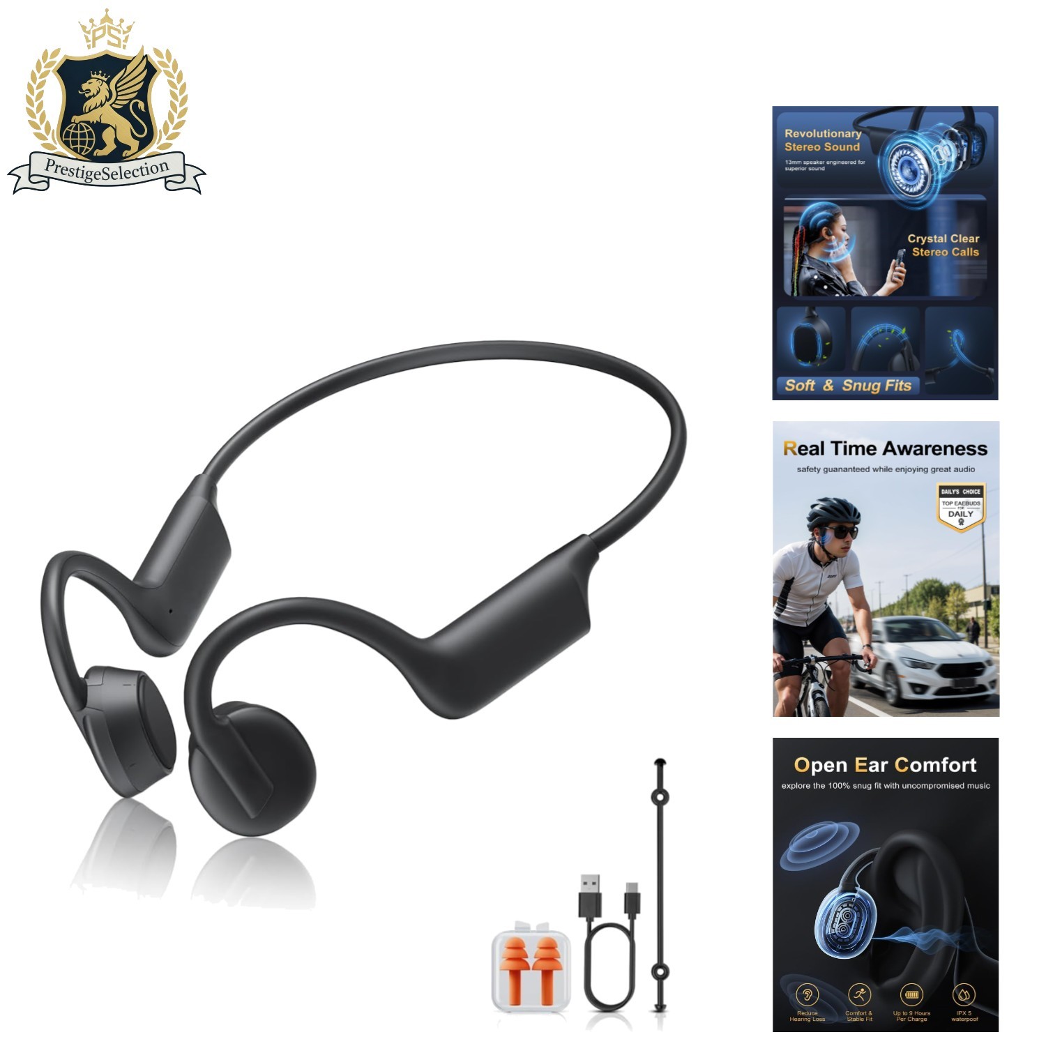 Bone Conduction Headphones: Lightweight Open Ear Design, Waterproof for Activ…