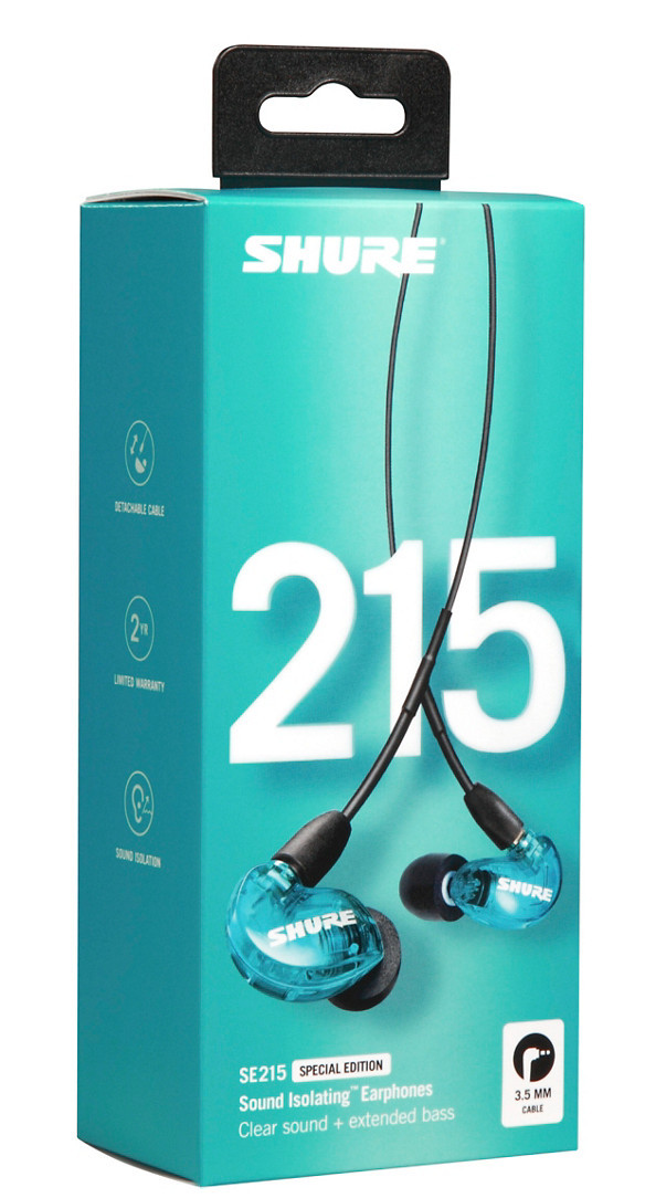 Shure SE215SPE BLUE Sound Isolating In-Ear DJ Monitoring Headphones/Earphones
