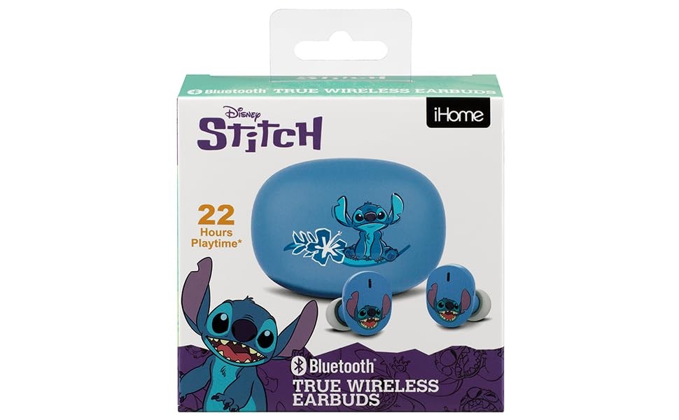 Disney Stitch Wireless Earbuds for Kids, Bluetooth One Size,