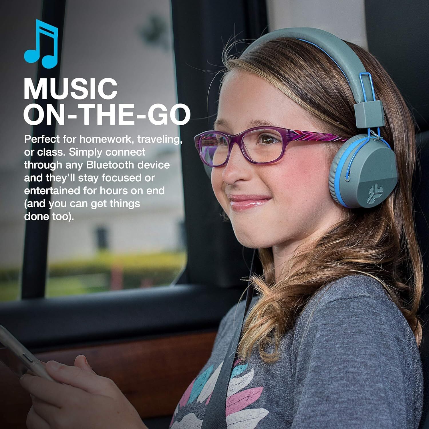 JLab JBuddies Studio Wireless & Wired Kids Bluetooth Headphones, Volume Limiter