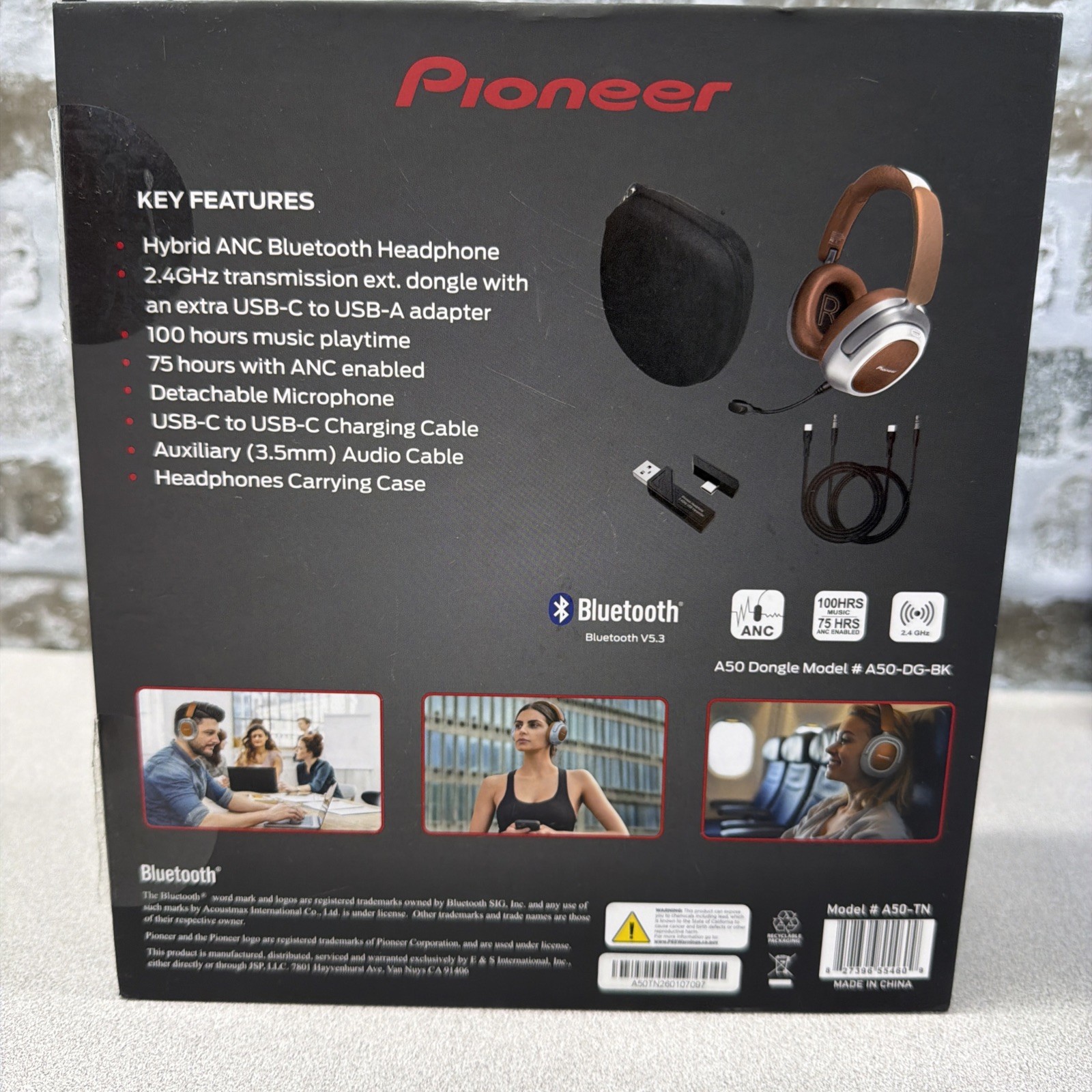Pioneer A50 Dual Mode Wireless Headphones Hybrid Active Noise Cancelling