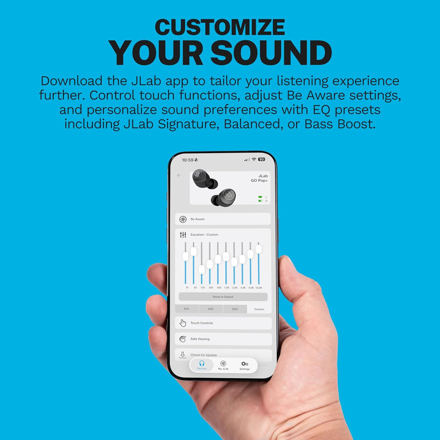 JLab Go Air Pop+ True Wireless Earbuds, in Ear Headphones, Bluetooth Earphone