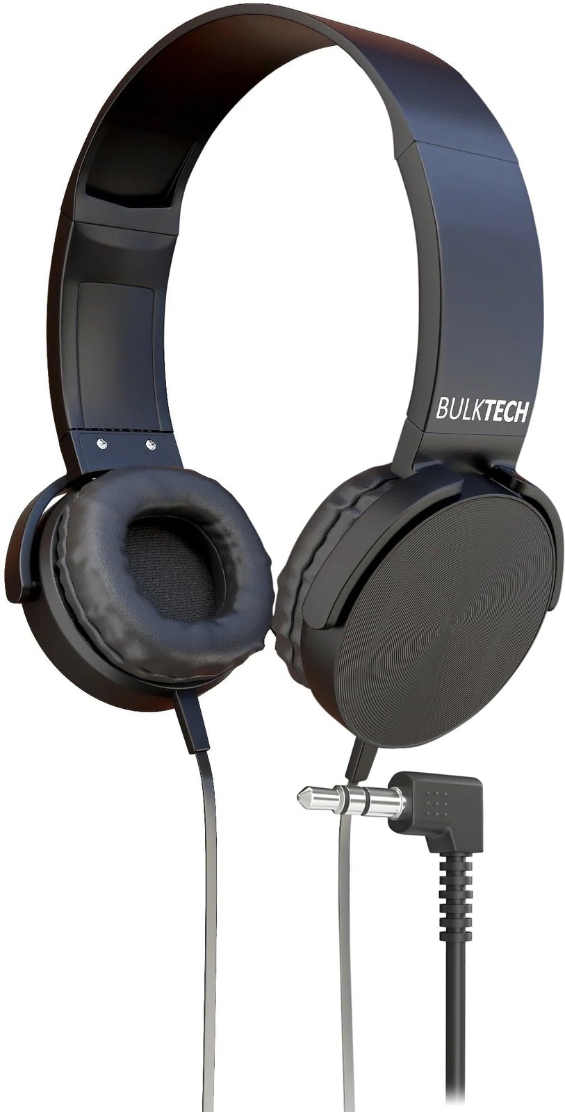 1 Pack Wired On-Ear Leather 1 Pack, Round leather headphones no mic black