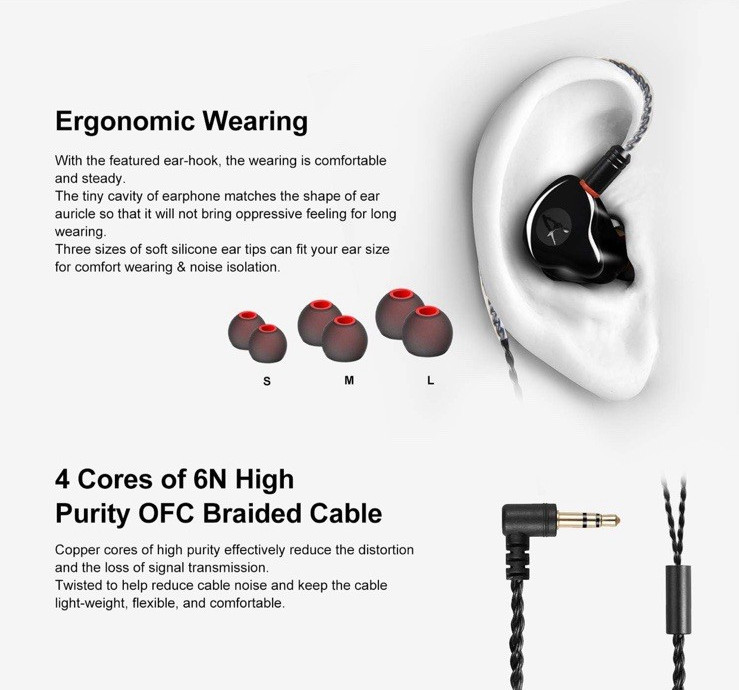HiFi Stereo In-Ear Monitor Headphones with Dual Dynamic Drivers and Detachabl…