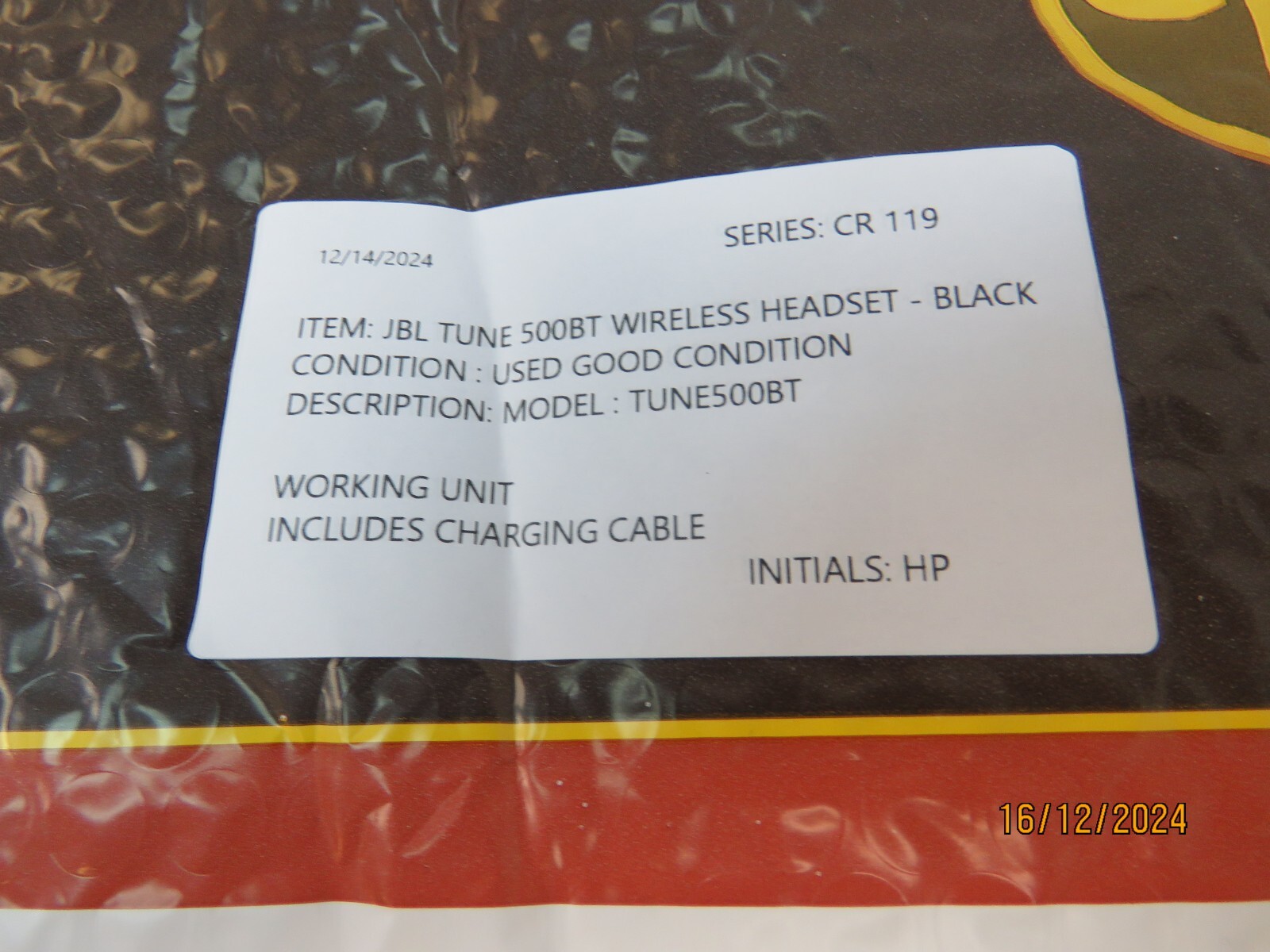 JBL Tune 500BT Wireless On-Ear Headphones – Black [CR119]