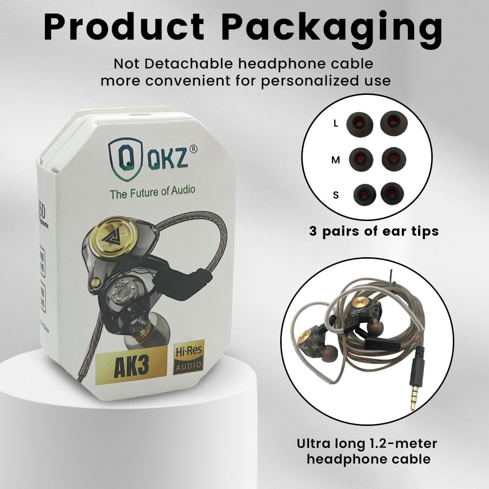Yeabomy Wired Gaming Earbuds, Ak3file in Ear Monitors, Deep Bass Sound Black
