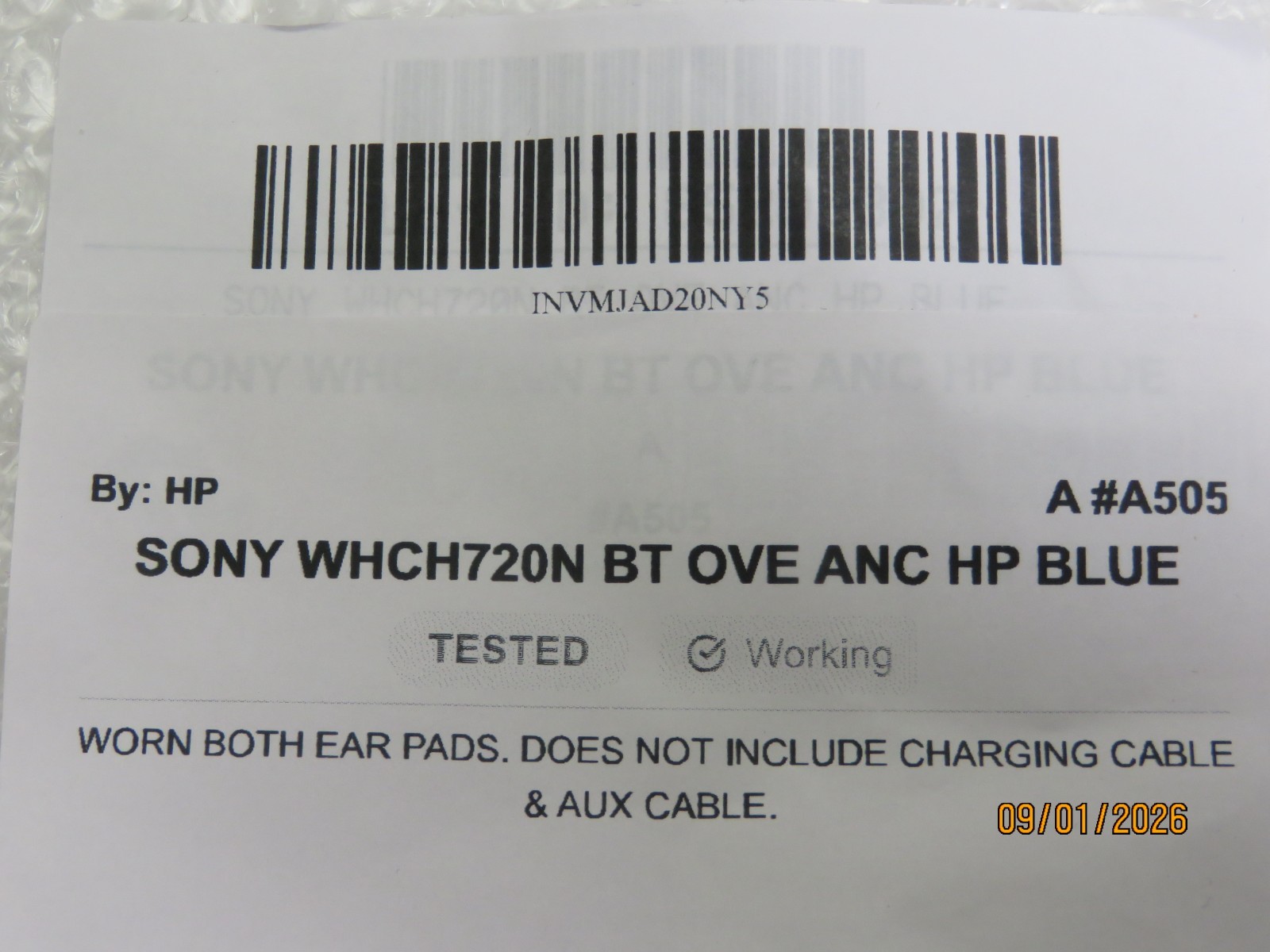 SONY WHCH720N BLUETOOTH OVER EAR ANC HEADPHONES BLUE [A505]