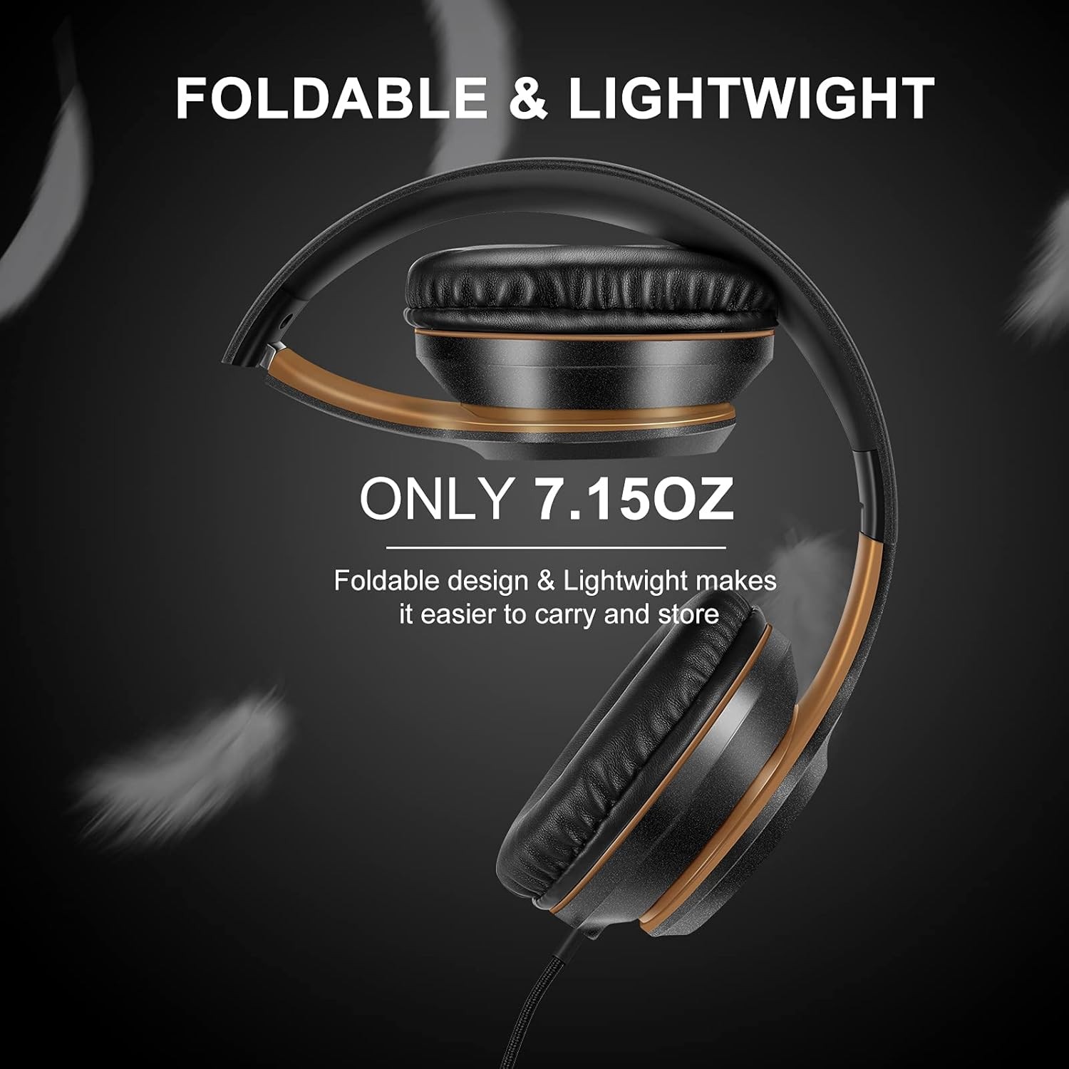 LORELEI Wired Headphones Over Ear Foldable Portable Lightweight 5mm Space Black