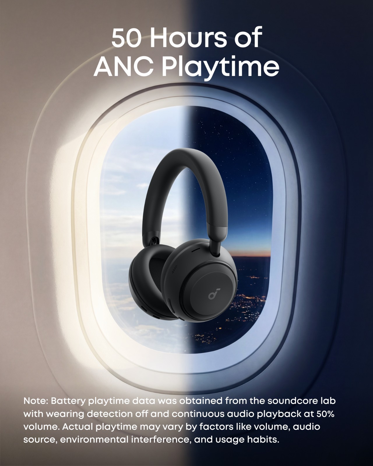 soundcore Space 2 by Anker, Active Noise Cancelling Headphones Comfortable Fit
