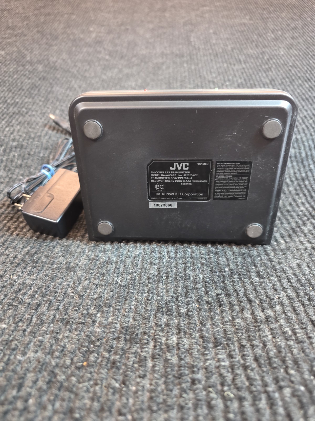 JVC KENWOOD HA-W600RF 900MHz Wireless Transmitter & Power Adapter Base Only