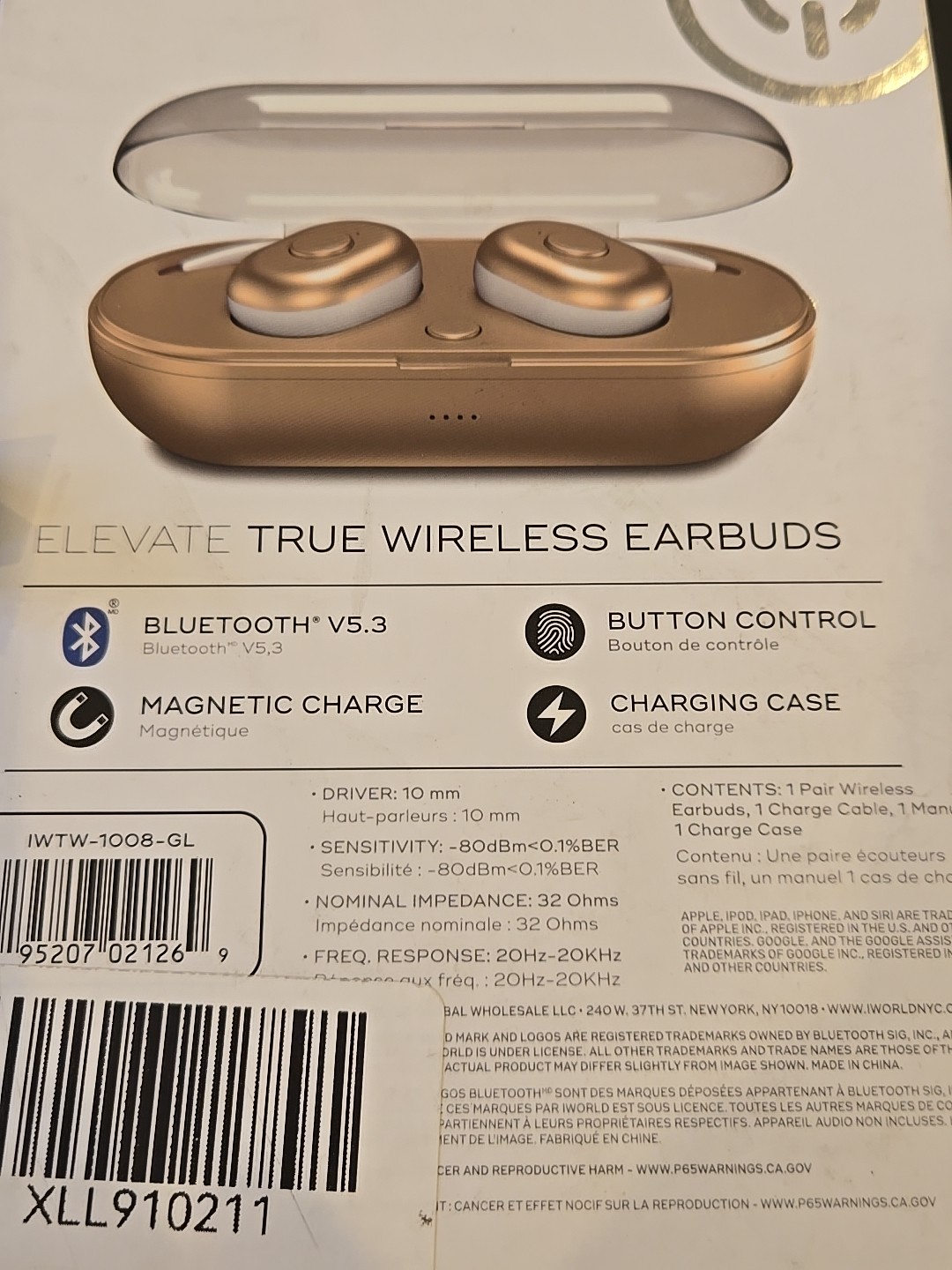 iWorld Elevate True Wireless Earbuds New In Box (C-17)