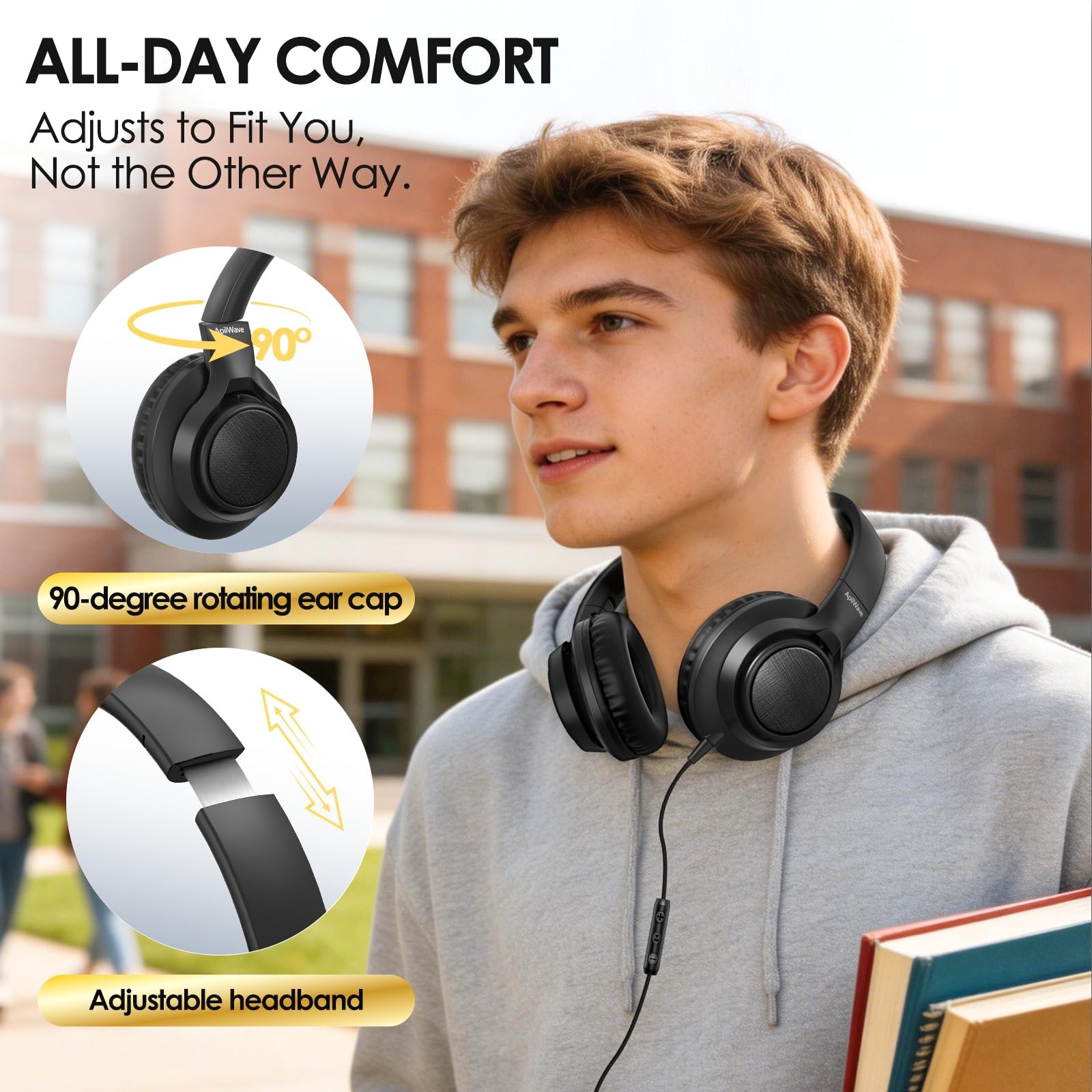 USB C Headphones Wired, Over-Ear Headphones with HD Mic & Memory Foam, Hi-Fi …