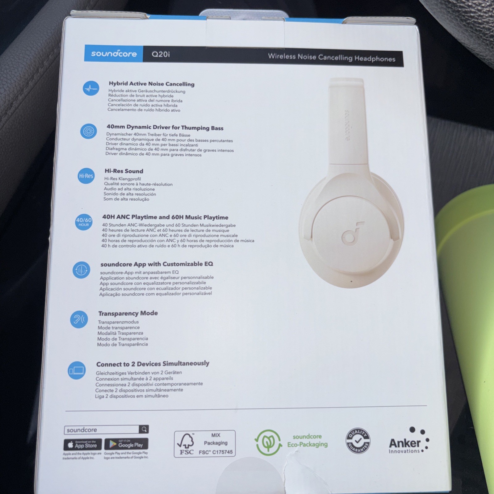 Soundcore Q20i Wireless Noise Cancelling Over-Ear Headphones – White