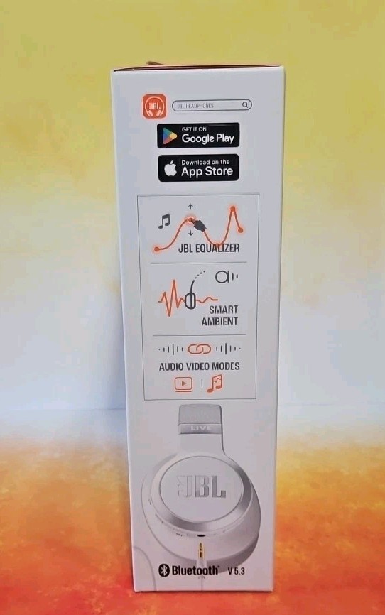 Jbl Live 770NC Wireless Over Ear Headphones White 65H Battery Jbl Headphones