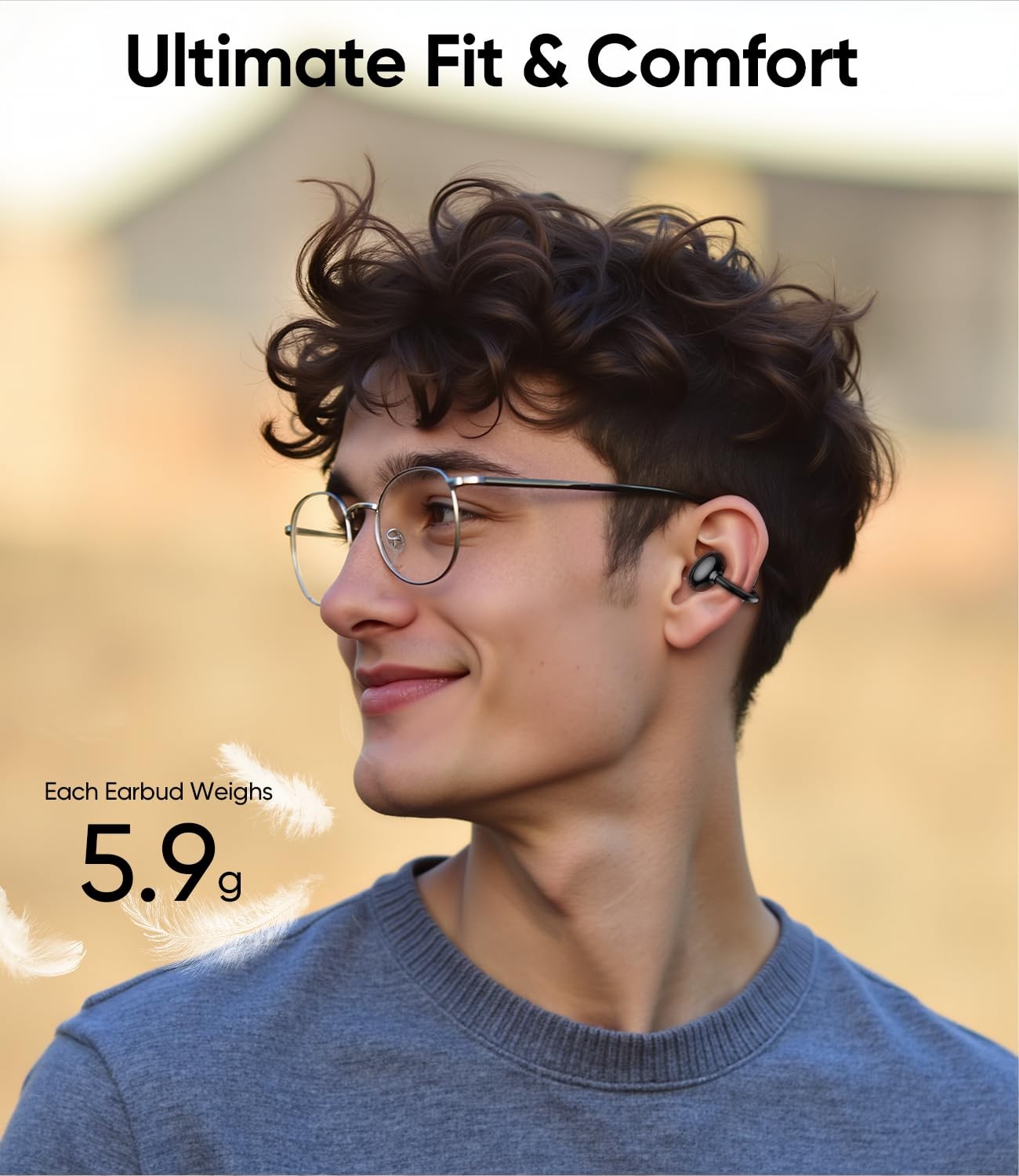 Clip on Earbuds Wireless, Lightweight Open Ear Earbud with Physical Button, D…