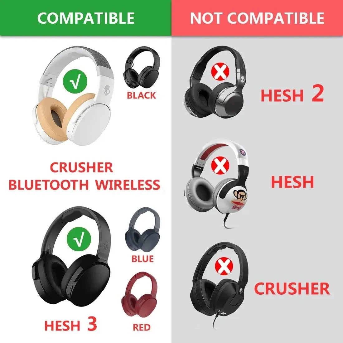 Ear Pads Cushions for Skullcandy Crusher Wireless/ANC/Evo/Hesh3 Headset Earpads