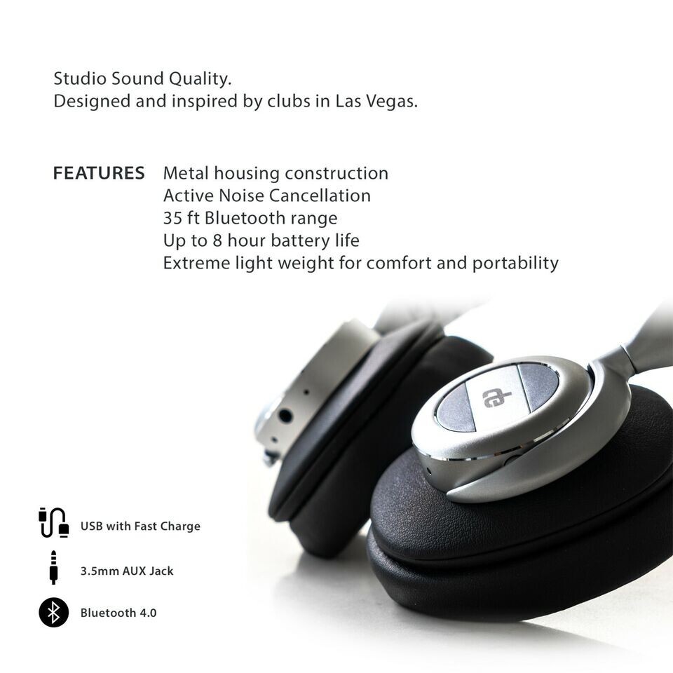 Noise Cancelling Decibel H78 Bluetooth Headphones Diamond Studio Silver