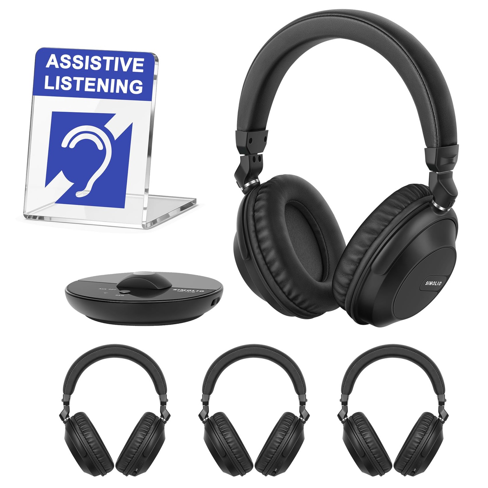 SIMOLIO Bluetooth Wireless Headphones for TV Group Listening Clear Sound Black