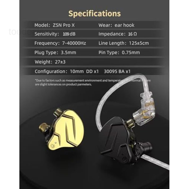KZ ZSN PRO X IEM Earphones Dual Driver in Ear with mic, Pro X-black