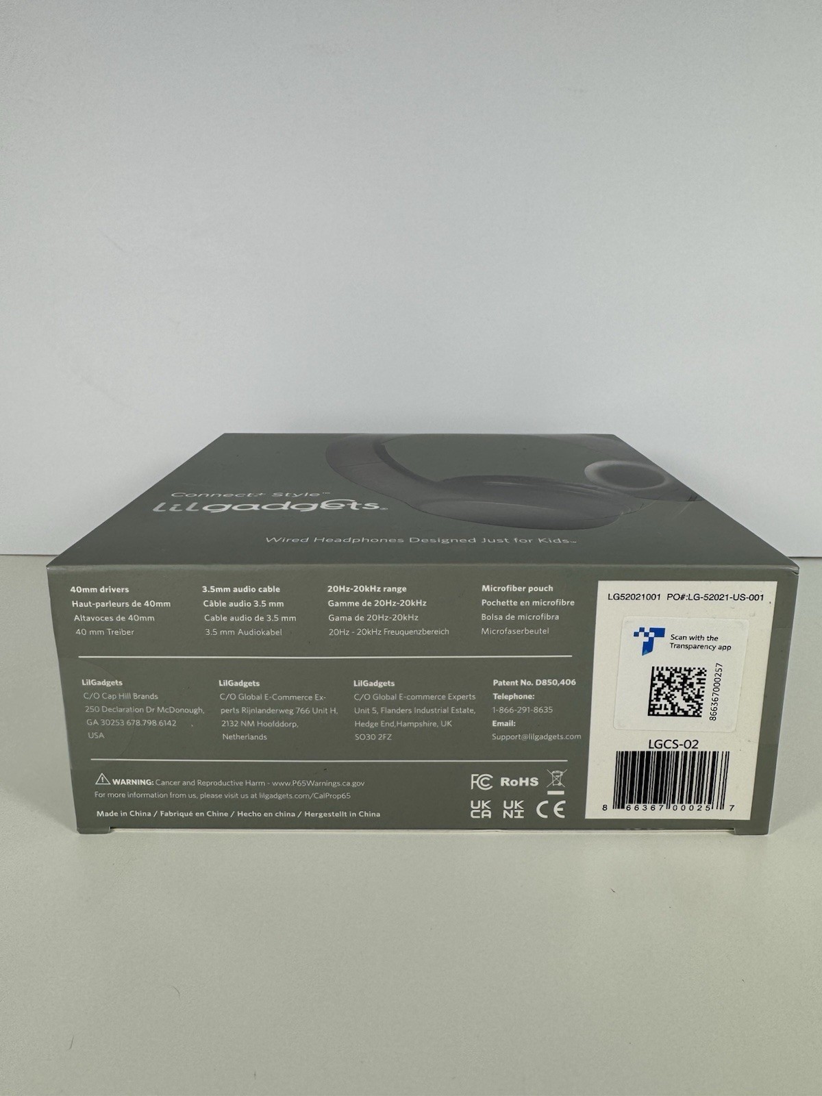 LilGadgets Connect+ Style Kids On-Ear Wired Headphones Black 93dB New Sealed