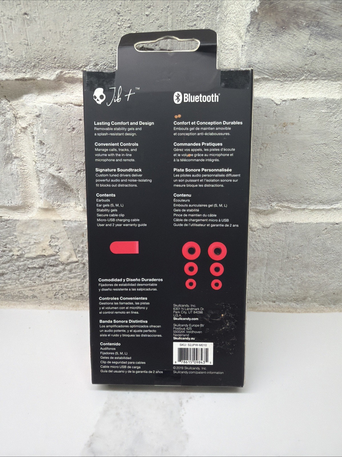 Skullcandy Jib + red Wireless In-Ear Headphones with inline mic & remote. New.