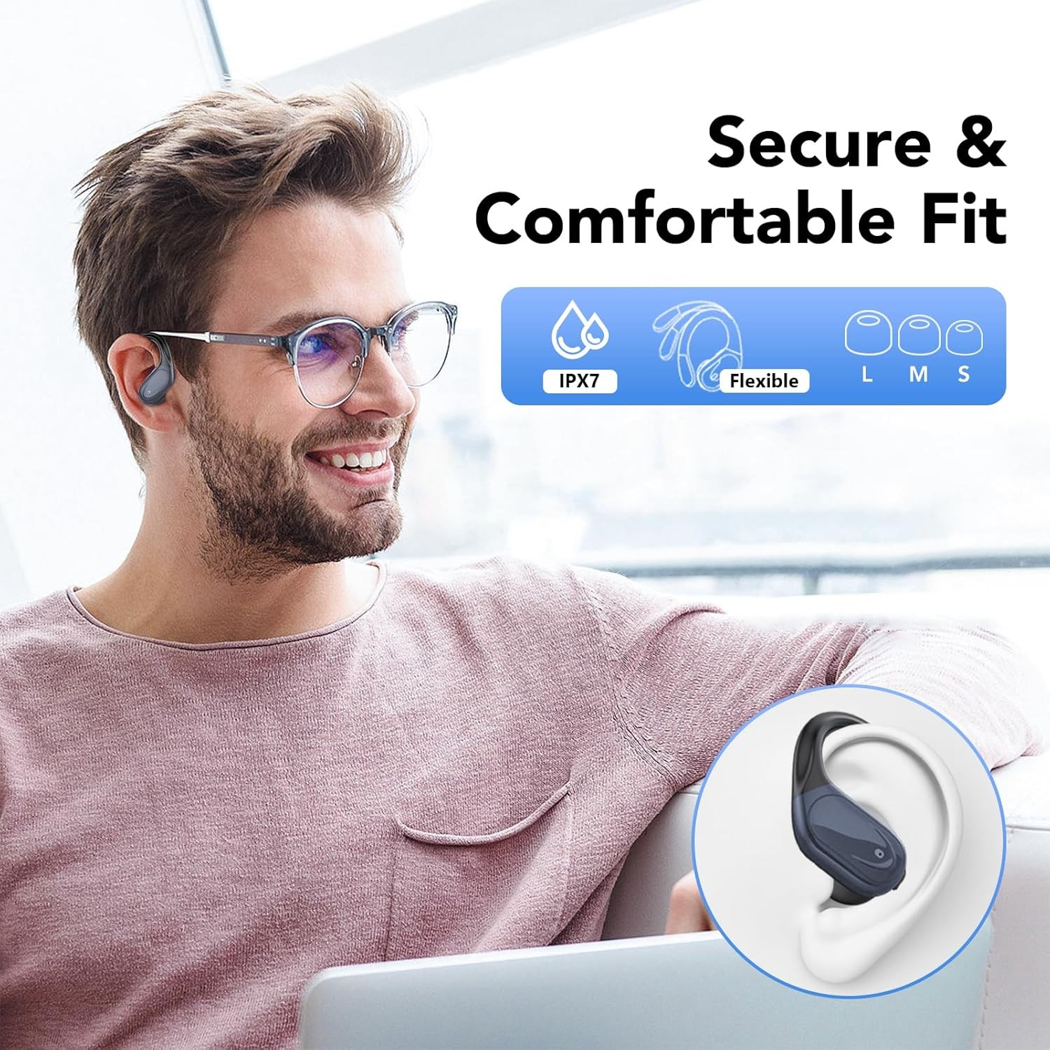 Ear buds Wireless Earbuds Bluetooth 5.3 Headphones 60hrs Playtime with Black