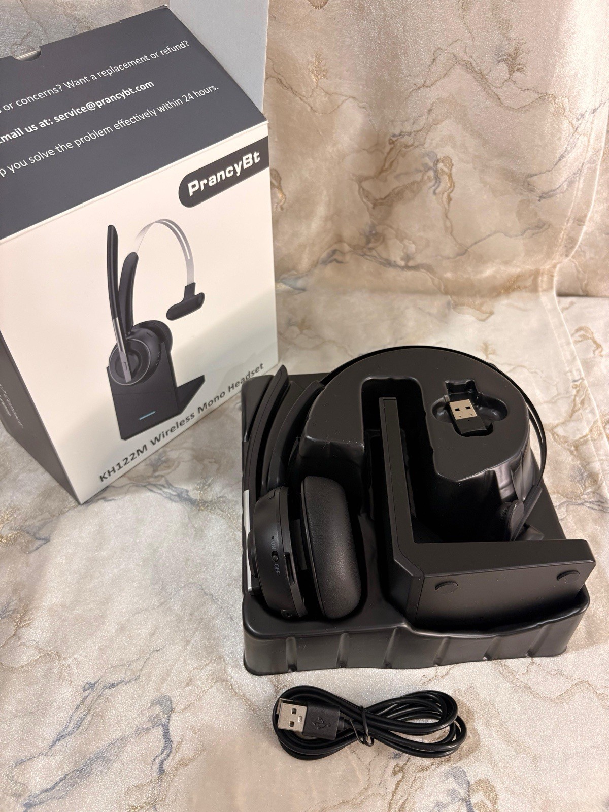 PrancyBt KH122M Bluetooth Wireless Headset with Charging Base – Open Box