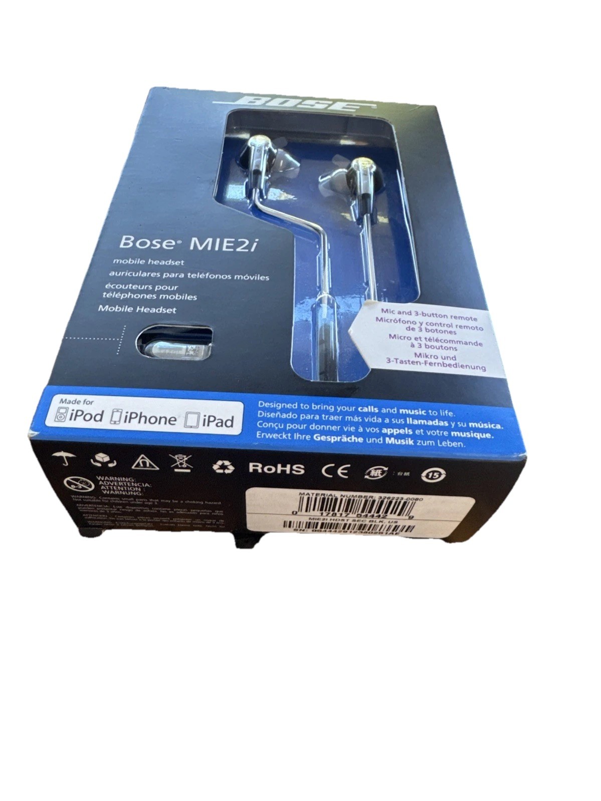 BOSE MIE2i Mobile Headset w/ Inline Mic & Controls for Apple Factory Sealed