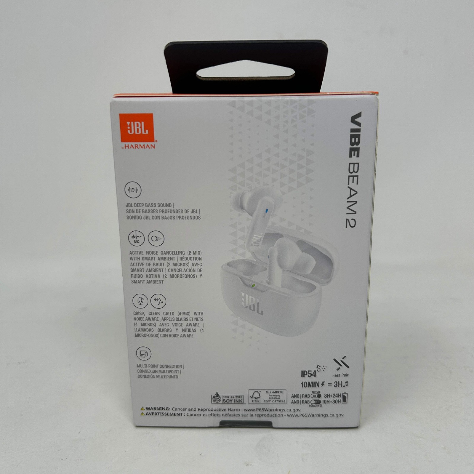 New JBL Vibe Beam 2 Wireless Noise Cancelling Earbuds White JBLVBEAM2WHTAM