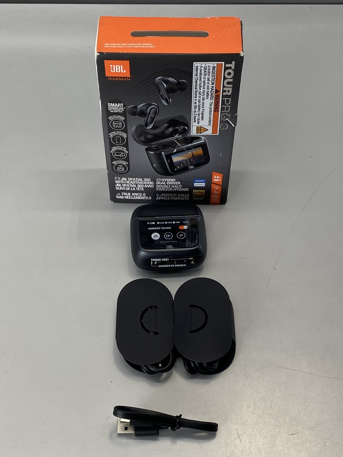JBL Tour Pro 3 True Wireless Noise Cancelling Earbuds – Black