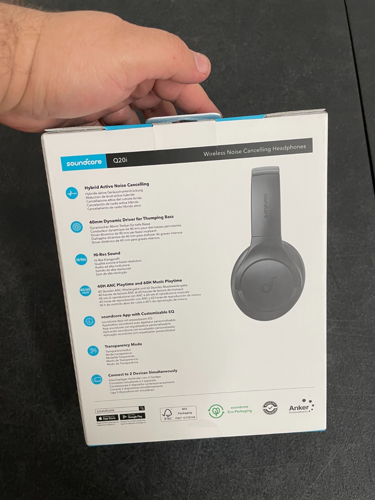 Soundcore Q20i Over Ear Hybrid Active Noise Cancelling Headphones – Black