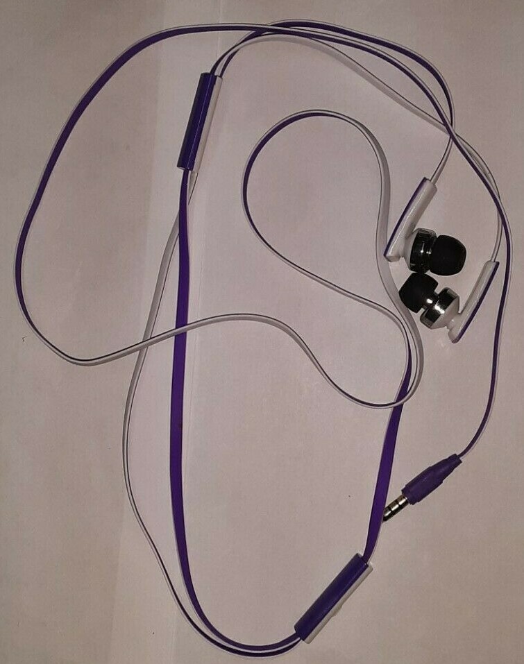 ILIVE STEREO EARBUD HEADPHONES W/ IN-LINE VOLUME CONTROL AND MIC PURPLE uns nip